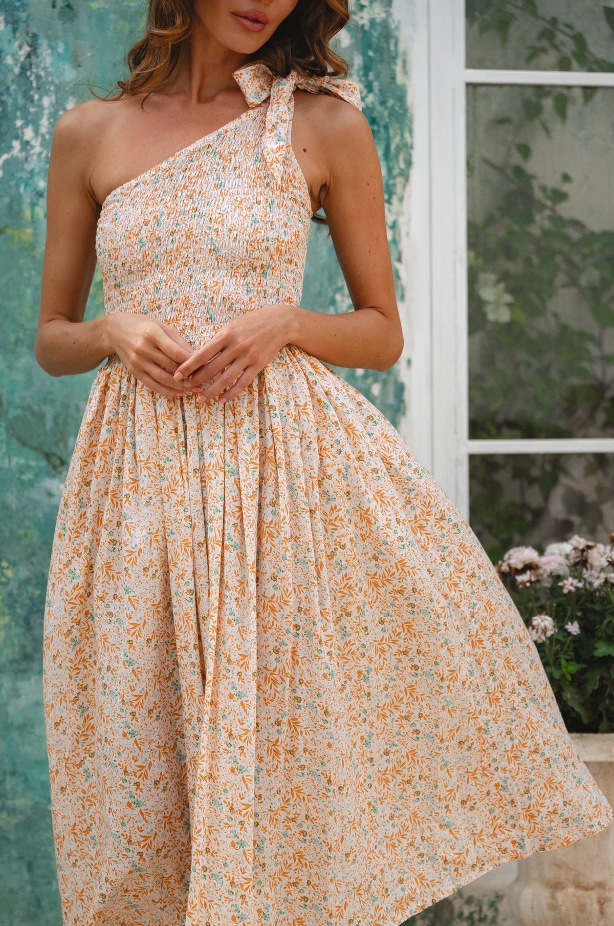 Sienna One-Shoulder Shirred Dress (Sale)