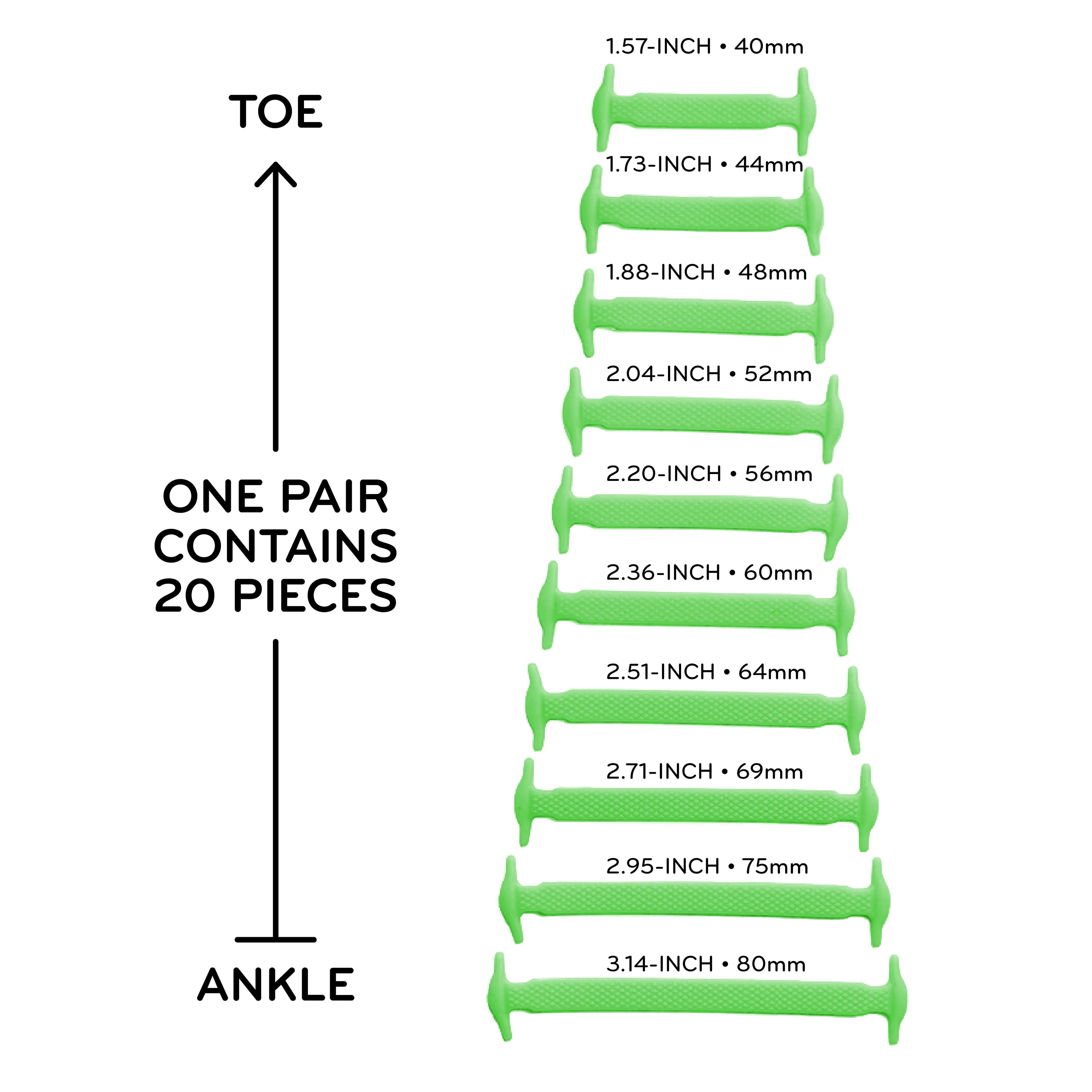 Green Stretchy Tieless Silicone Elastic Shoelaces | 20 Straps