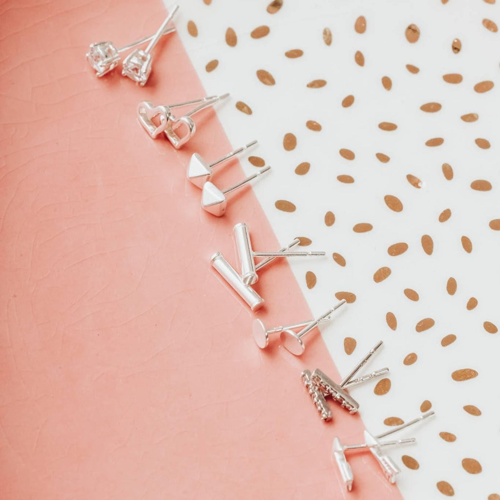 Silver Bar Stud Earrings