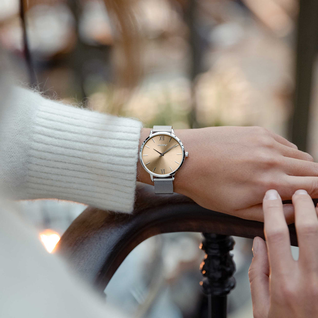 The Eros Mesh Bronze 38mm Minimalist Dress Watch