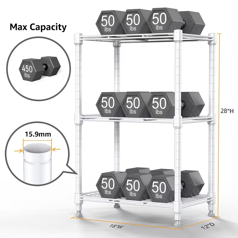 Adjustable Industrial Metal Wire Shelving Unit, Matte Black