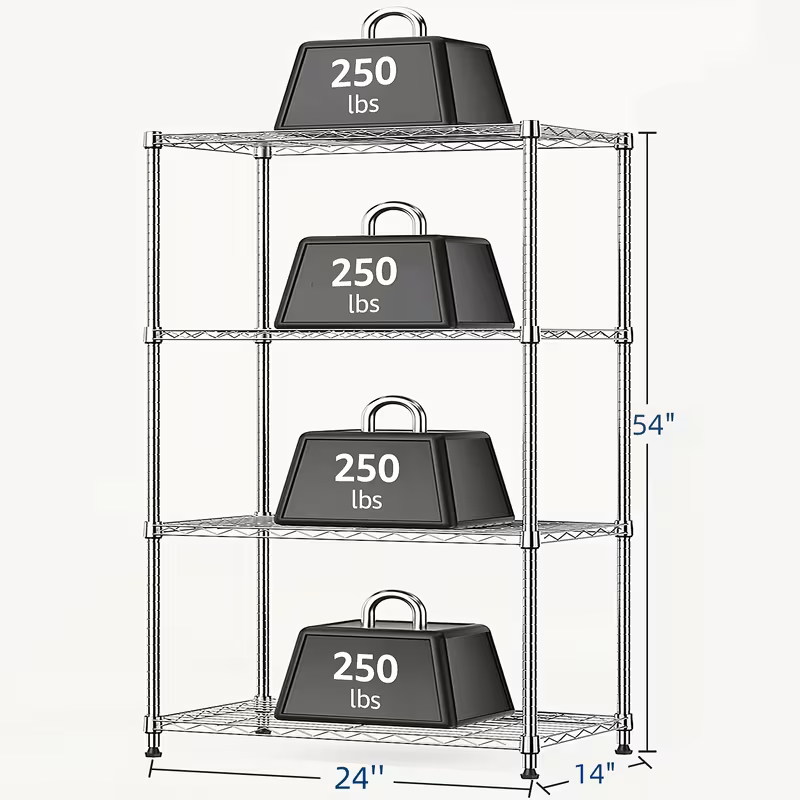 Adjustable Industrial Metal Wire Shelving Unit, Matte Black