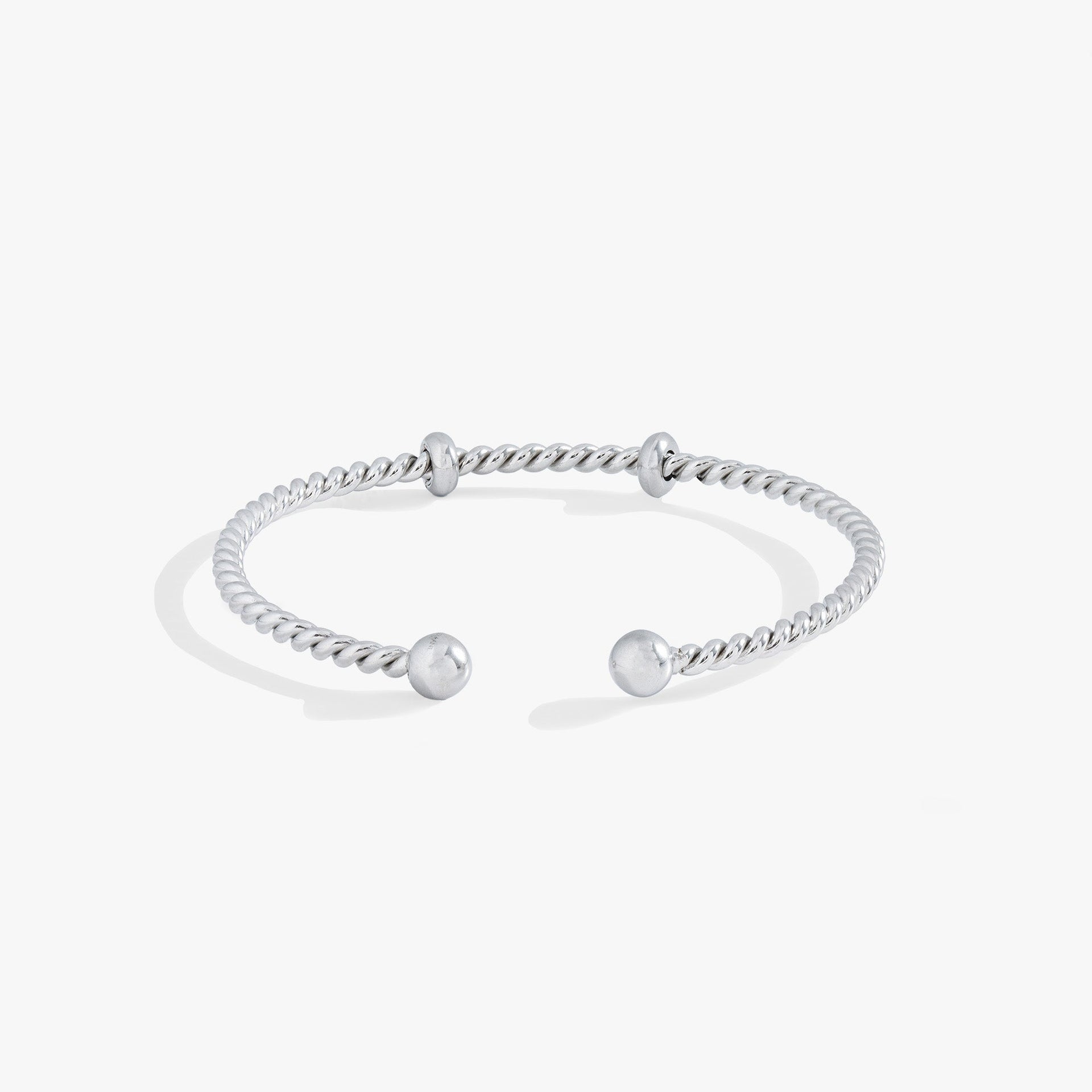 French Rope Charm Bracelet Cuff with Removable End Caps