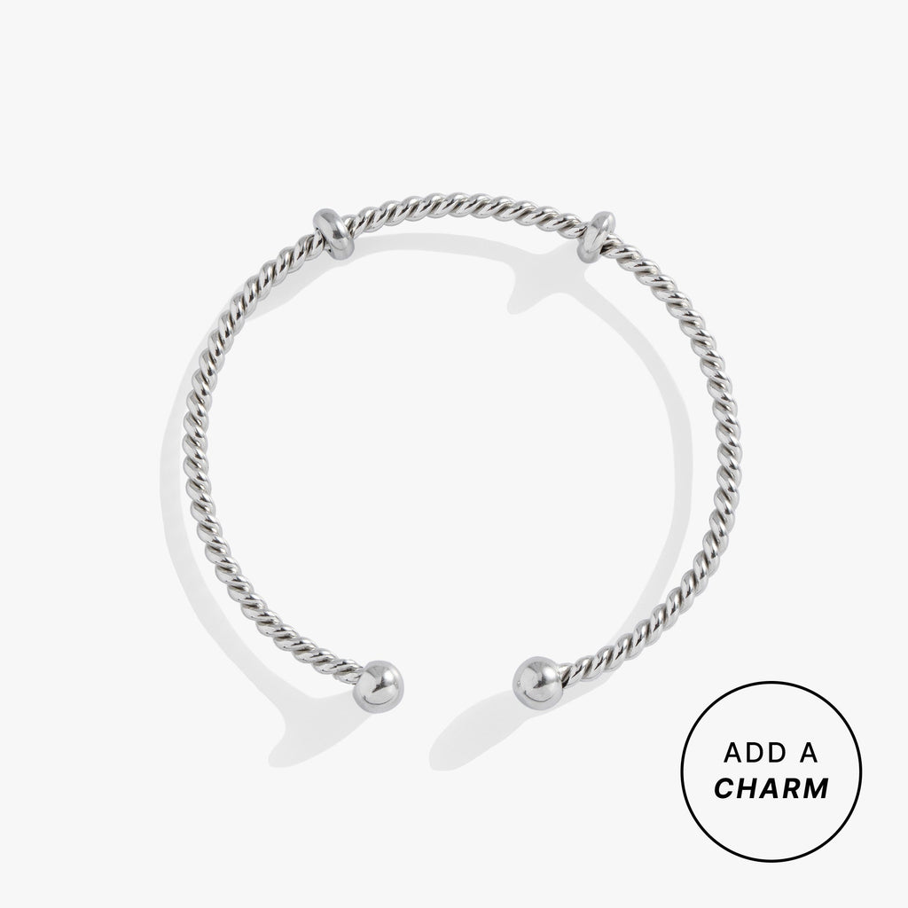 Twisted stainless steel French rope cuff bracelet for charms