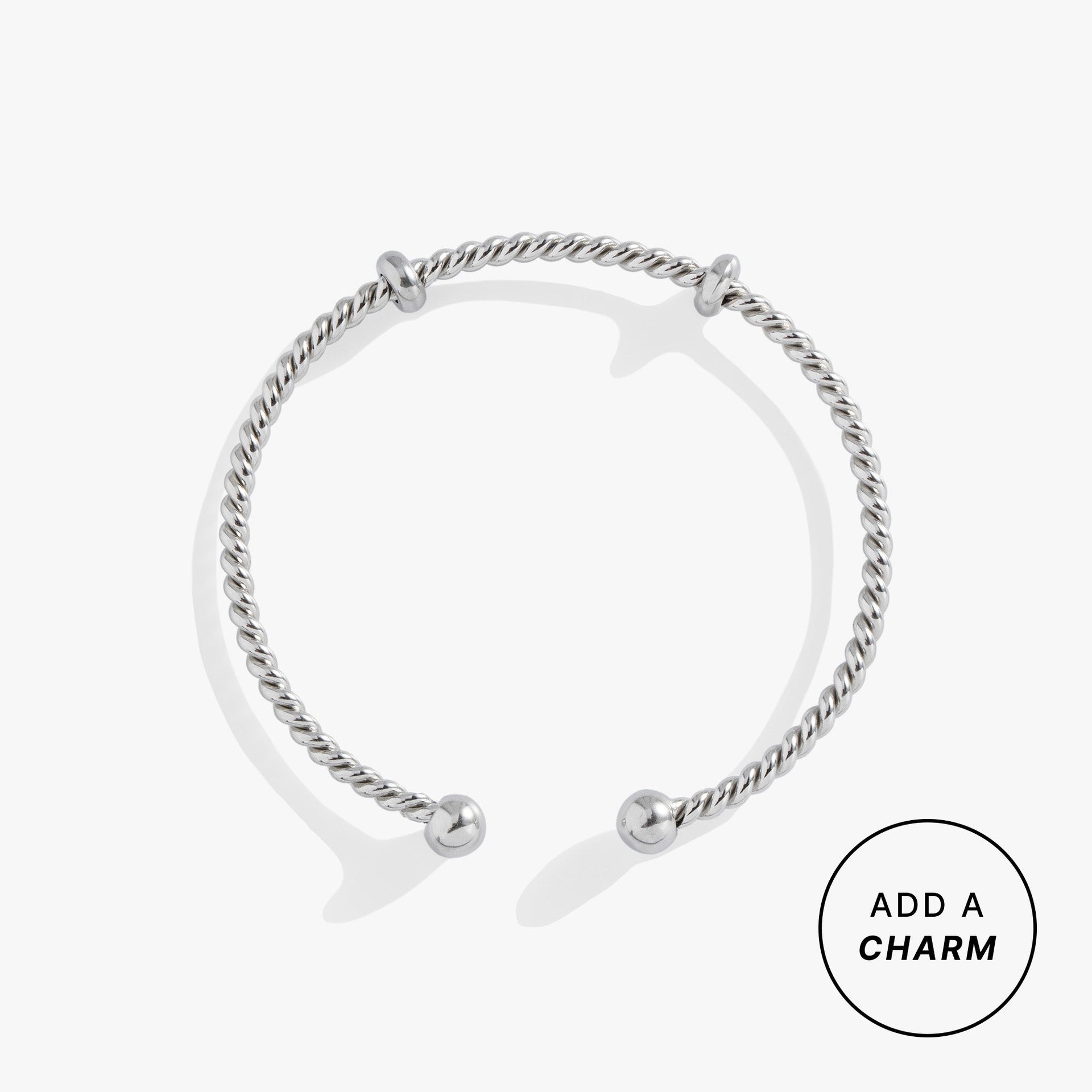 Twisted stainless steel French rope cuff bracelet for charms
