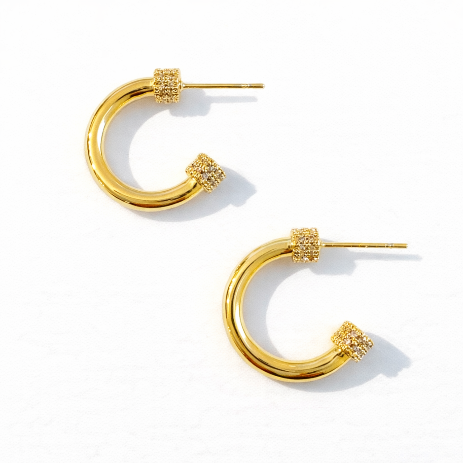Simply Aiden Hoop Earrings -Gold & CZ Details