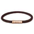 The Delta Single leather bracelet in mocha with a rose gold magnetic clasp.