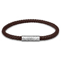 The Delta Single leather bracelet in mocha with a silver magnetic clasp on a white background.