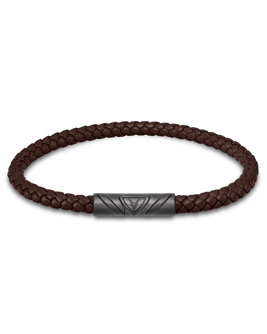 Delta Single Leather Bracelet in Mocha and Gunmetal