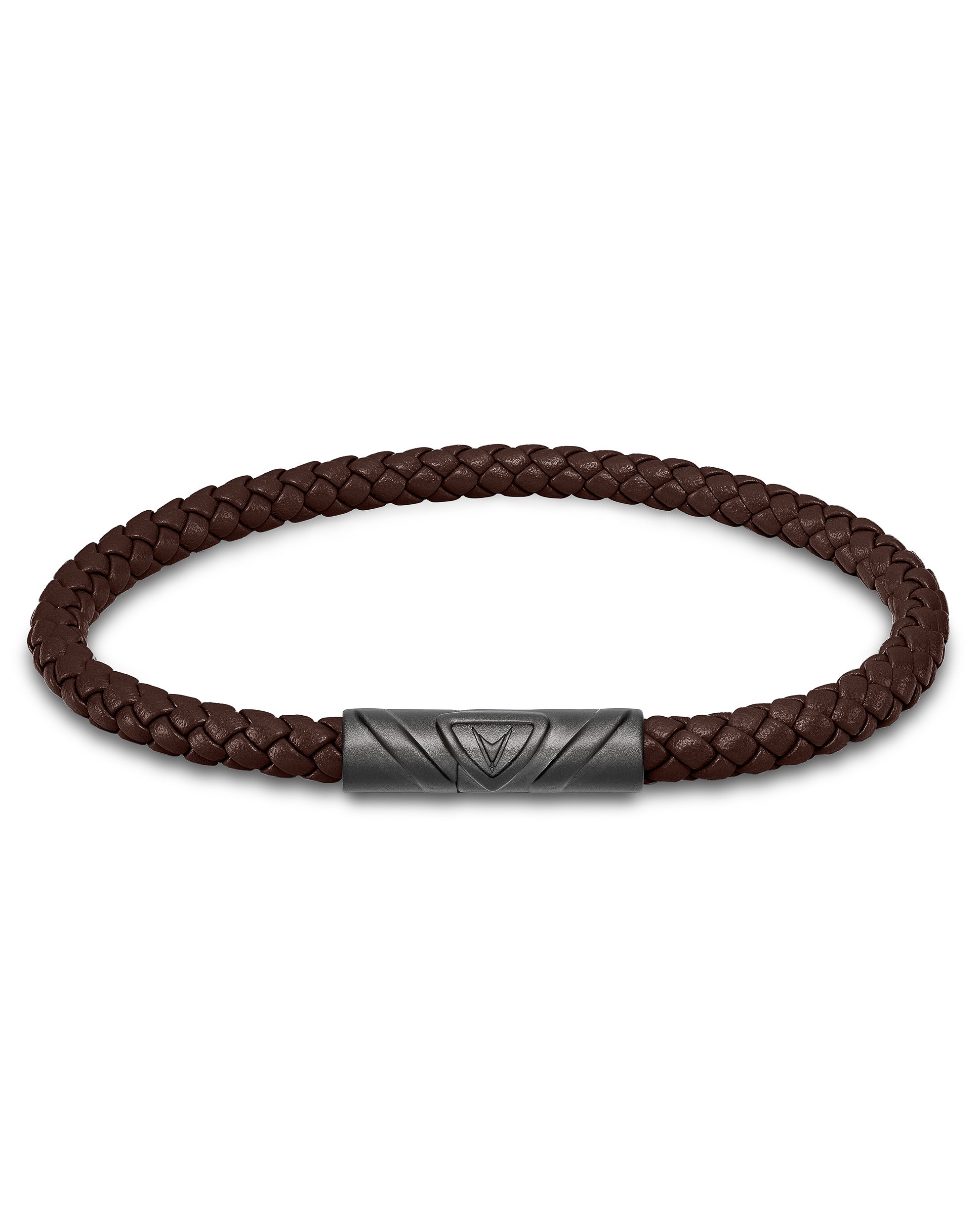 Delta Single Leather Bracelet in Mocha and Gunmetal