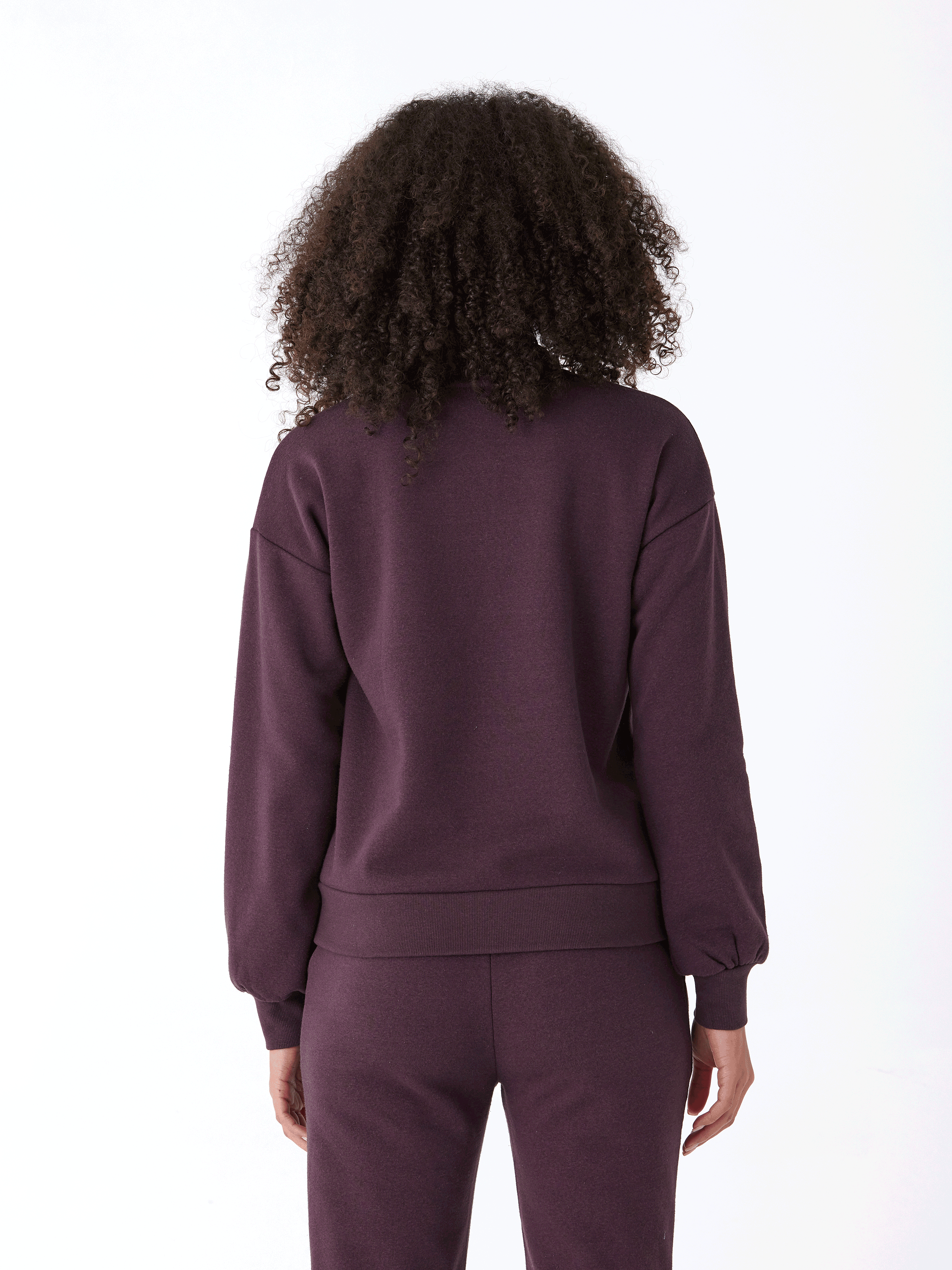 Constance Triblend Fleece Half Zip Pullover in Dark Purple