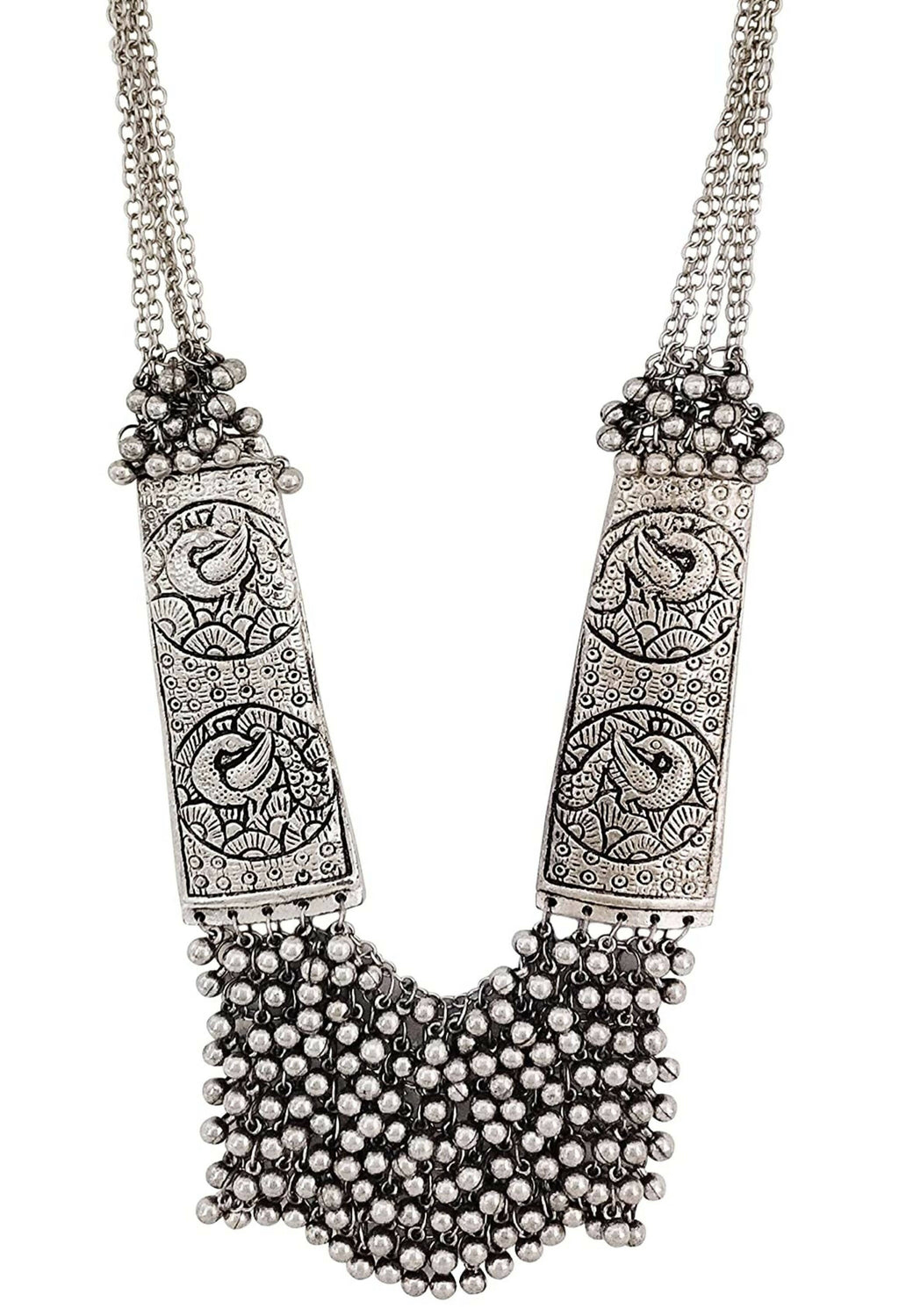 Oxidised Silver Ghungroo Statement Necklace for Women and Girls