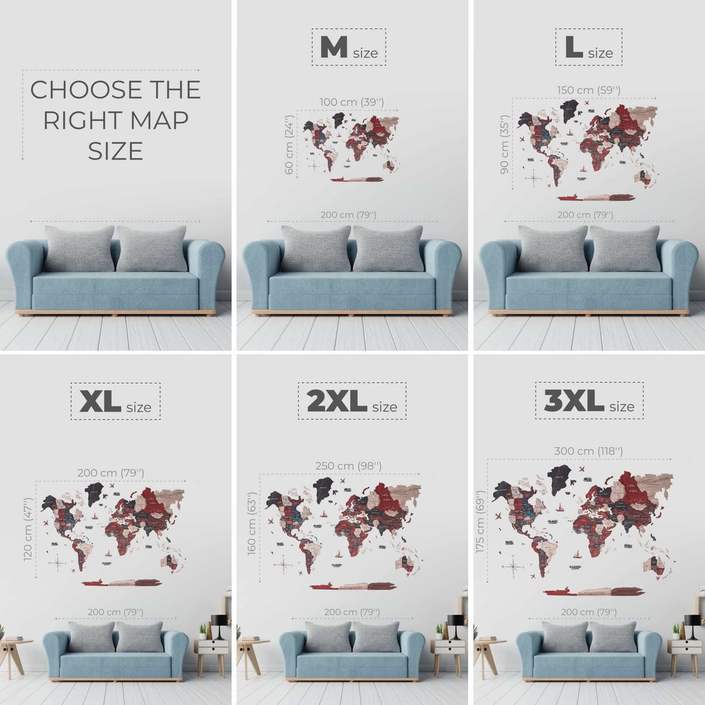 3D Wooden World Map Wall Art - Multicolored Geographic Decor