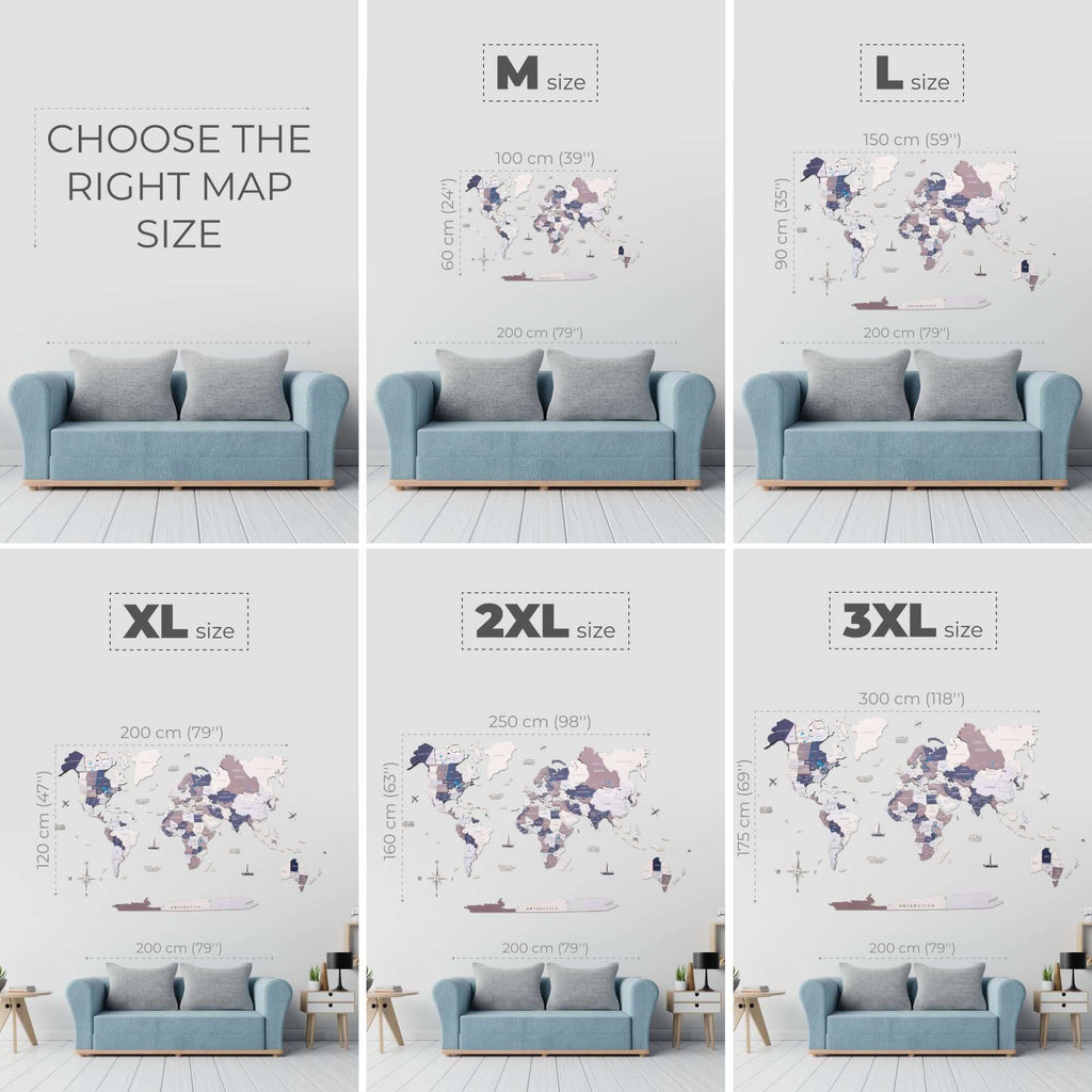 3D Wooden World Map Cruise – Coastal Modern Wall Decor