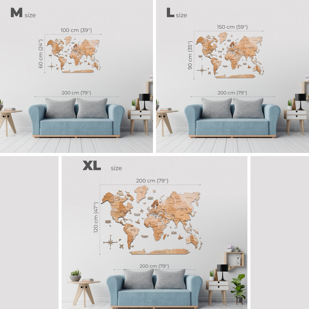 Gold Festive Lighted Wall Map Christmas Home Decor