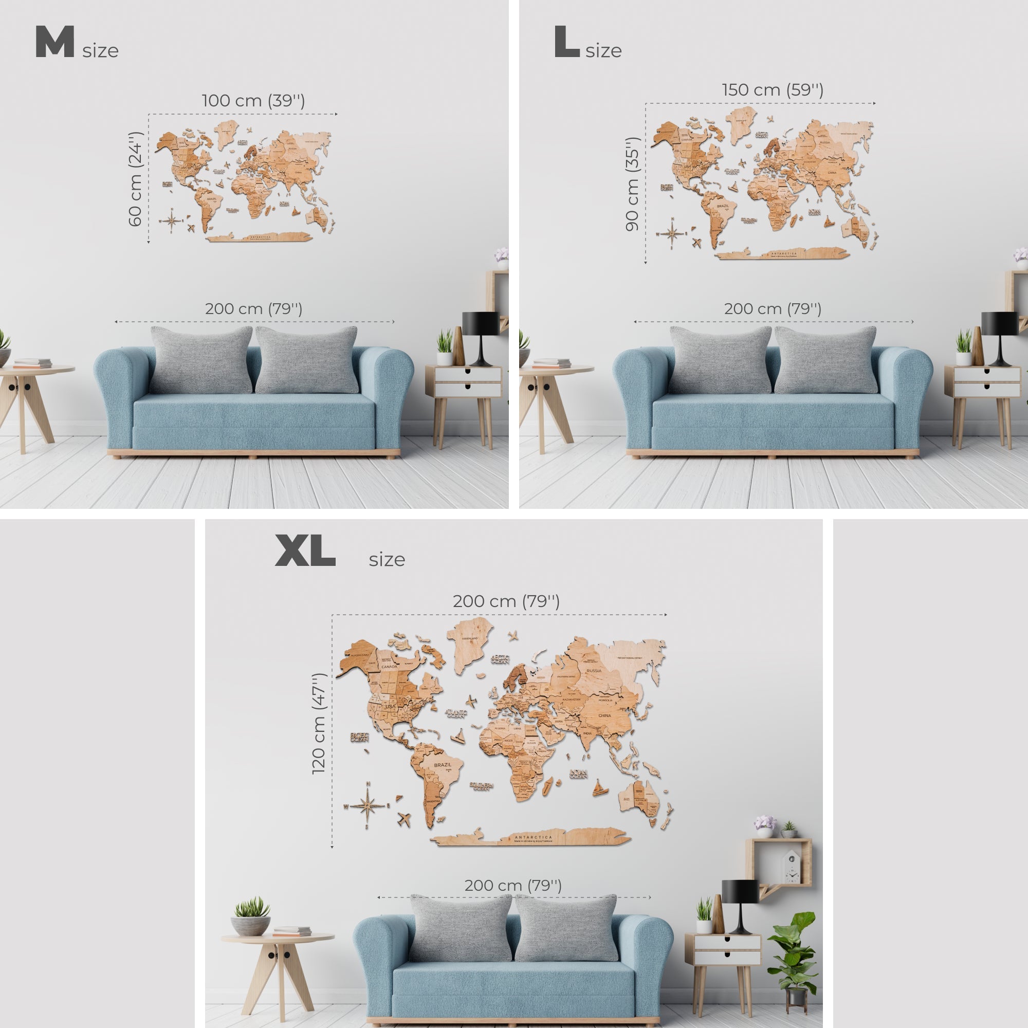 Gold Festive Lighted Wall Map Christmas Home Decor