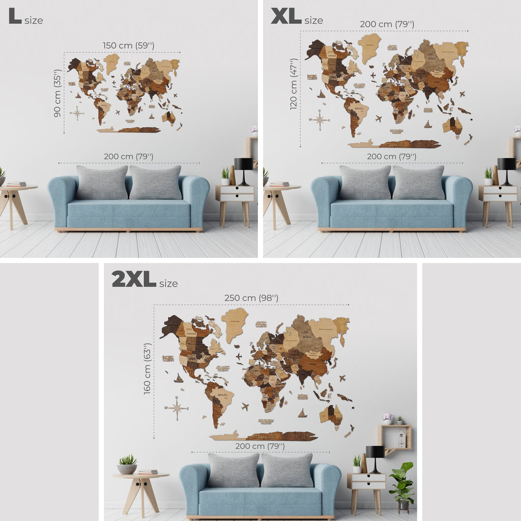 Farmhouse Wall Decor: Large Wooden World Map for Home Interiors
