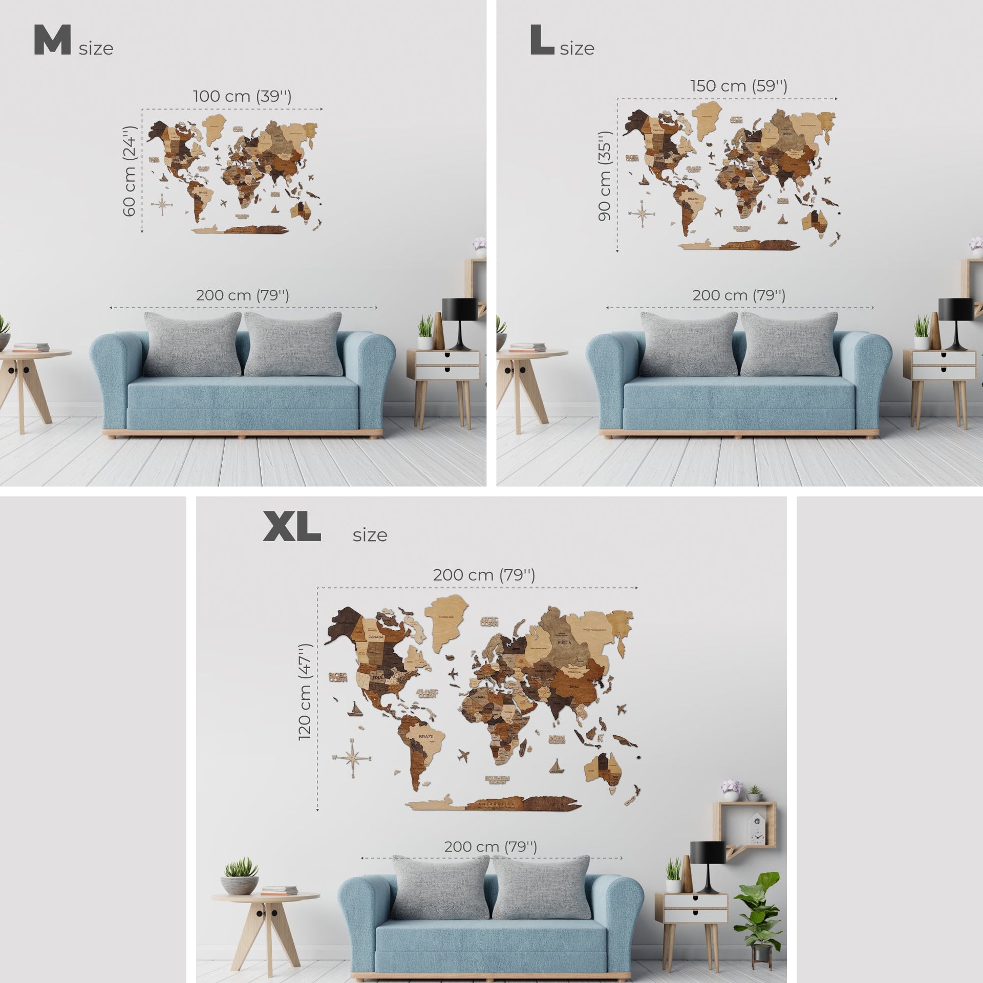 Multicolor Wooden Travel Map - Adventure Themed Wall Decor