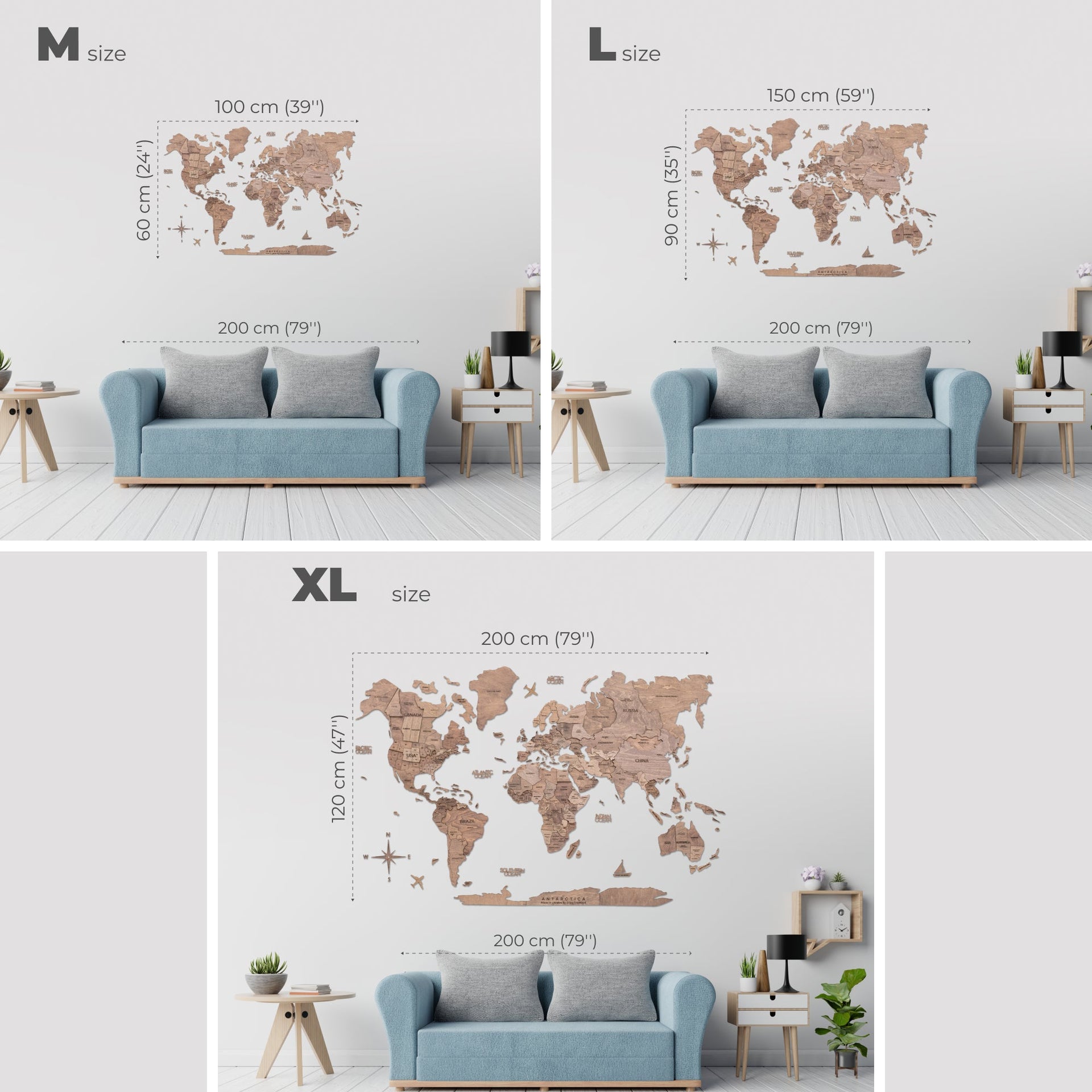 Terra Wooden Travel Map for Christmas and Home Decor
