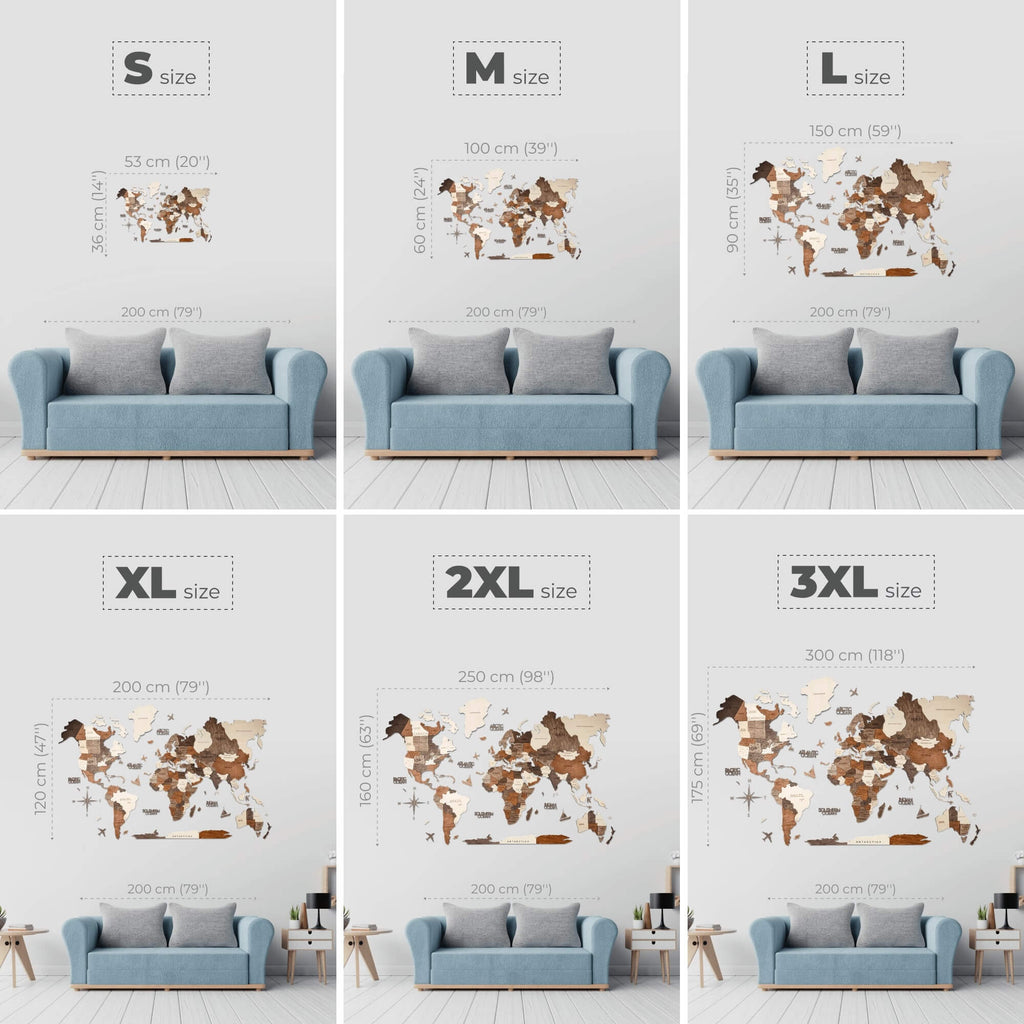 Large Rustic Wooden World Map Wall Decor: Travel Inspired Art