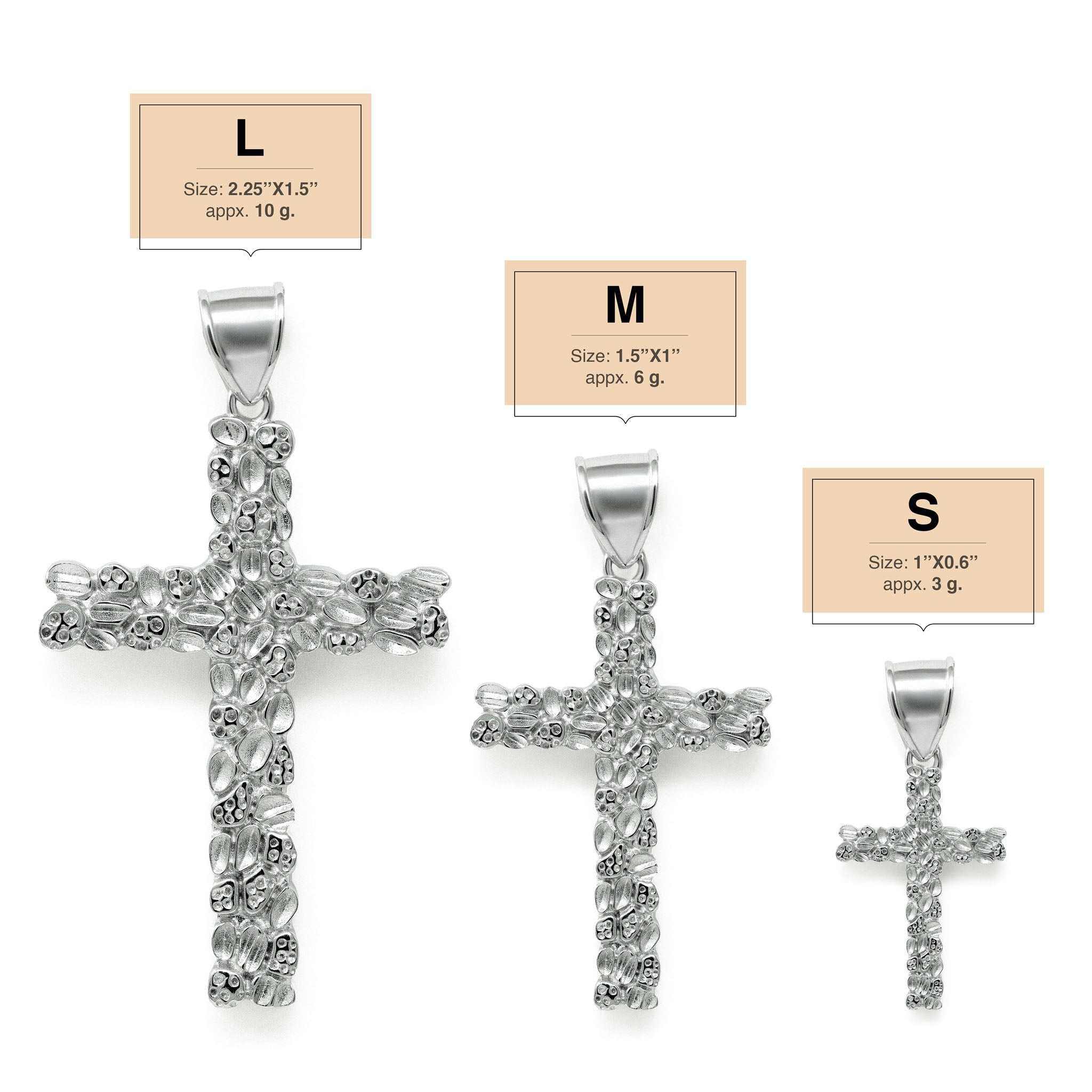 Nugget Cross Pendant Religious 925 Sterling Silver