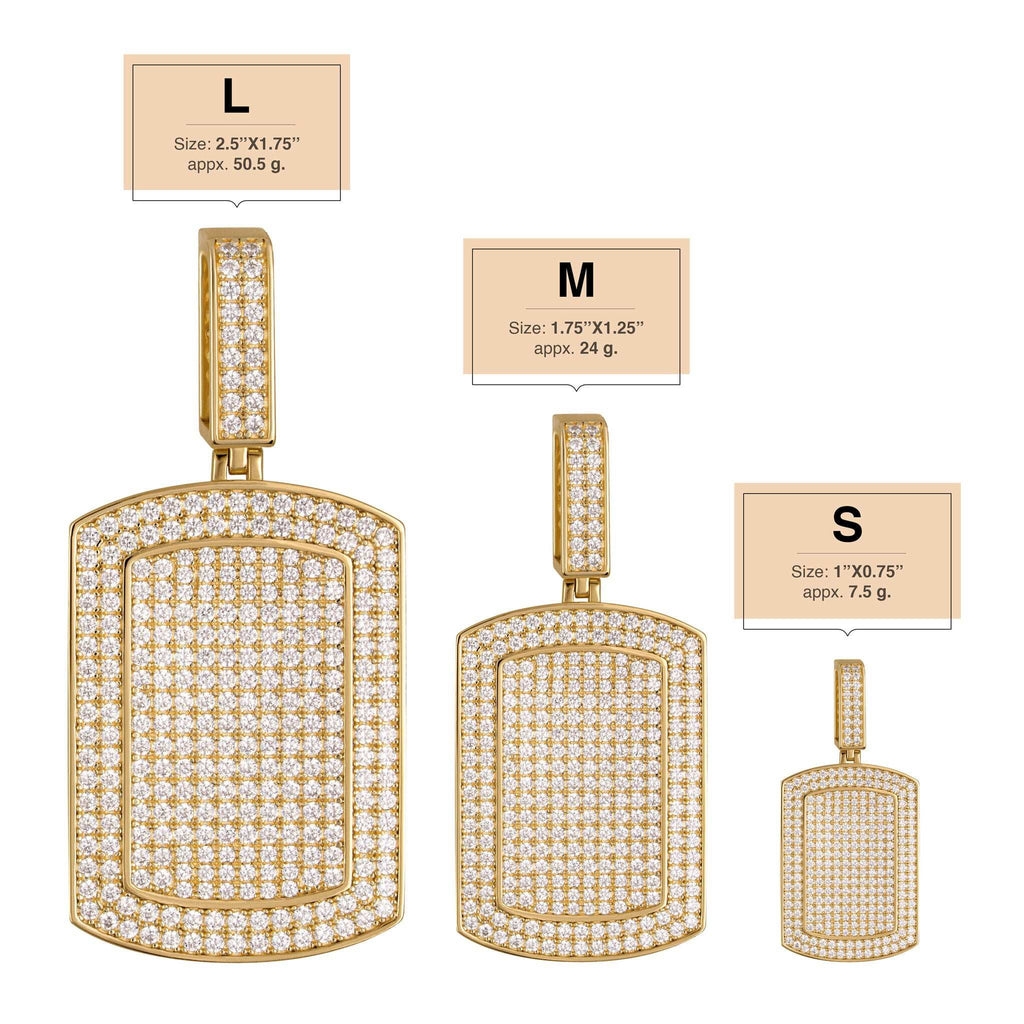 Dog Tag Pendant Hip Hop 925 Sterling Silver