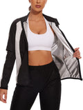 NINGMI Sauna Suit for Women Sweat Jackets Zipper Sauna Shirt Workout Long Sleeve Body Shaper Gym Exercise