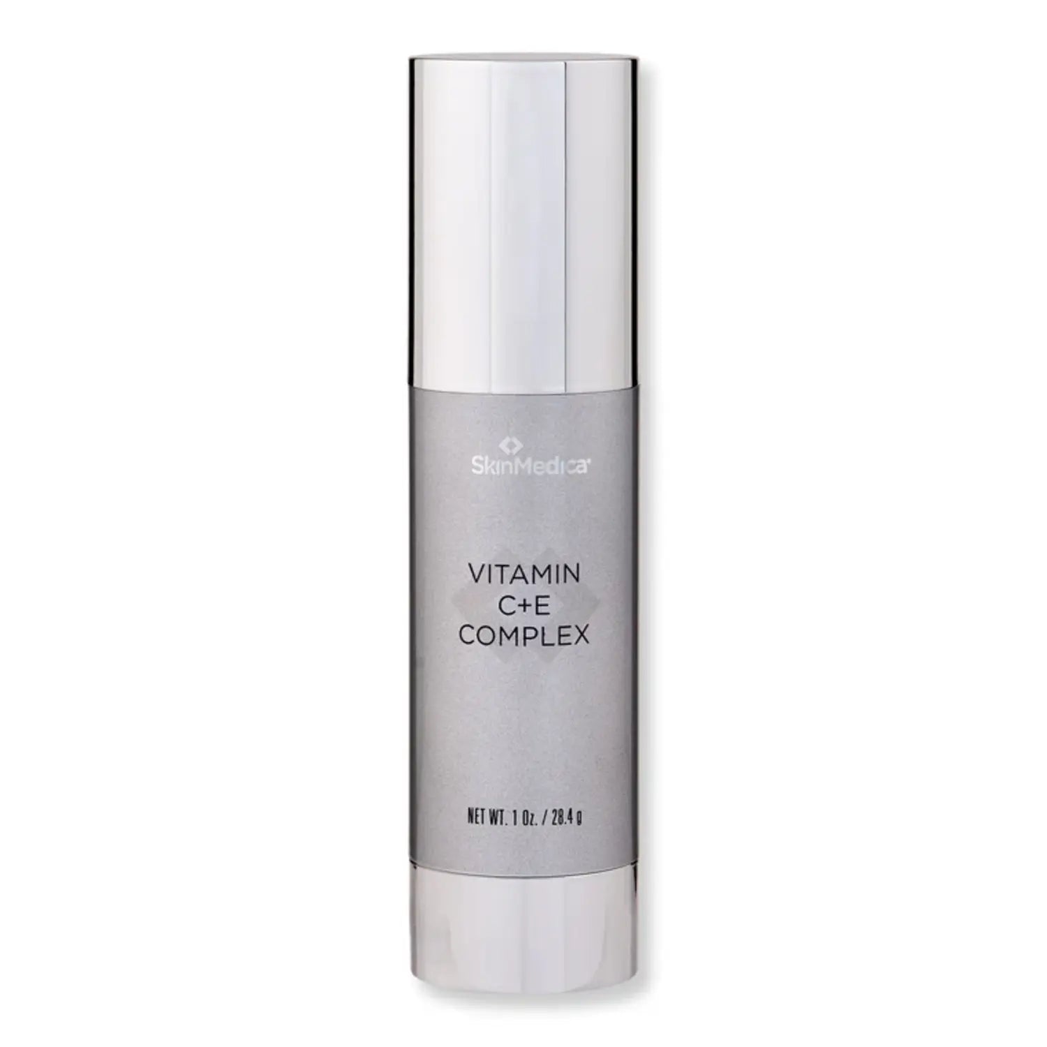 SkinMedica Vitamin C+E Complex bottle in silver and grey packaging.