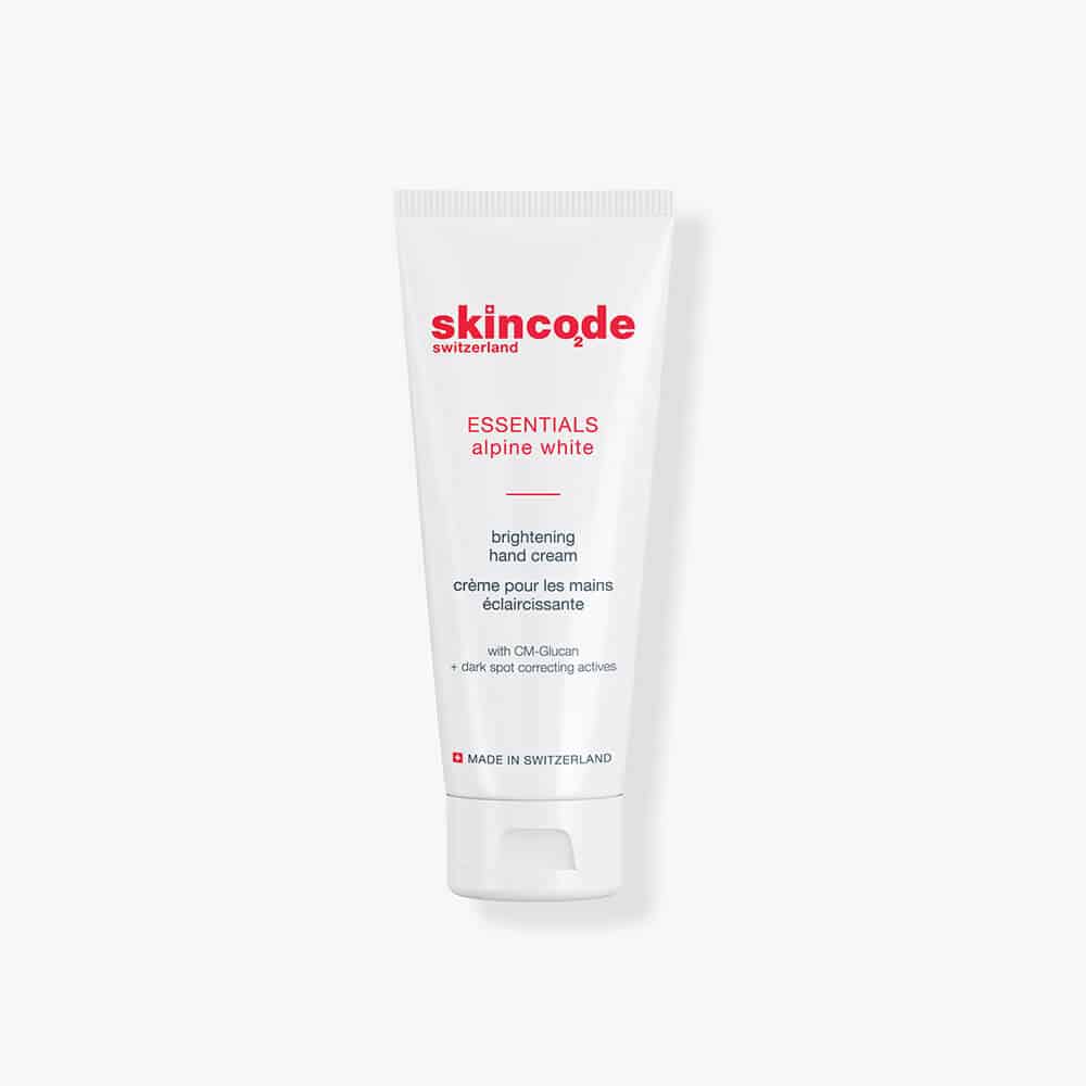Skincode Alpine White Brightening Hand Cream 75ML tube for youthful, smooth, and protected hands.