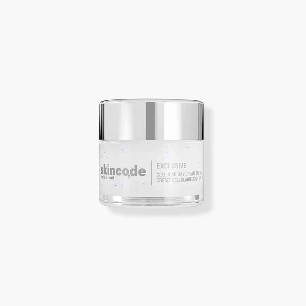 Skincode Cellular Day Cream SPF 15 50ML jar in elegant packaging