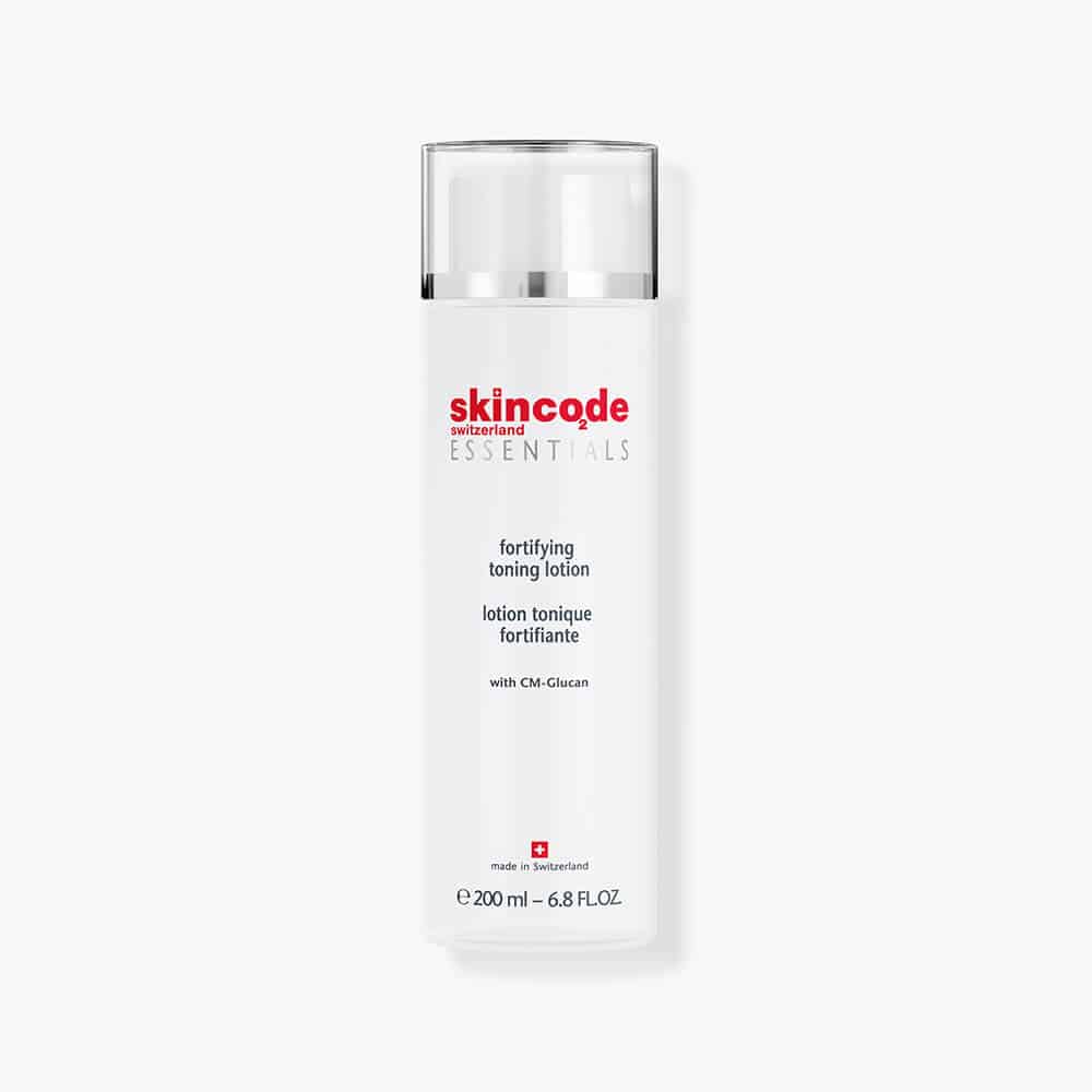Bottle of Skincode Fortifying Toning Lotion 200ML for facial cleansing