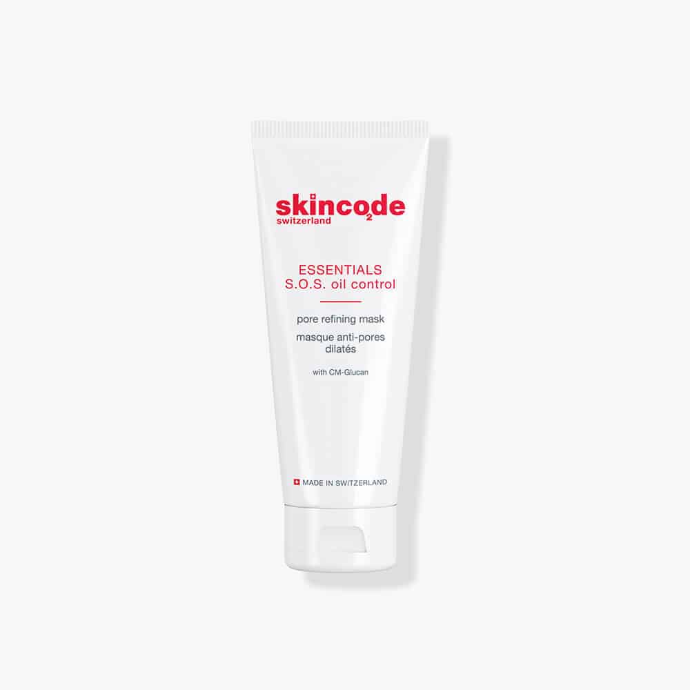 Skincode S.O.S Oil Control Pore Refining Mask in a white and red tube.