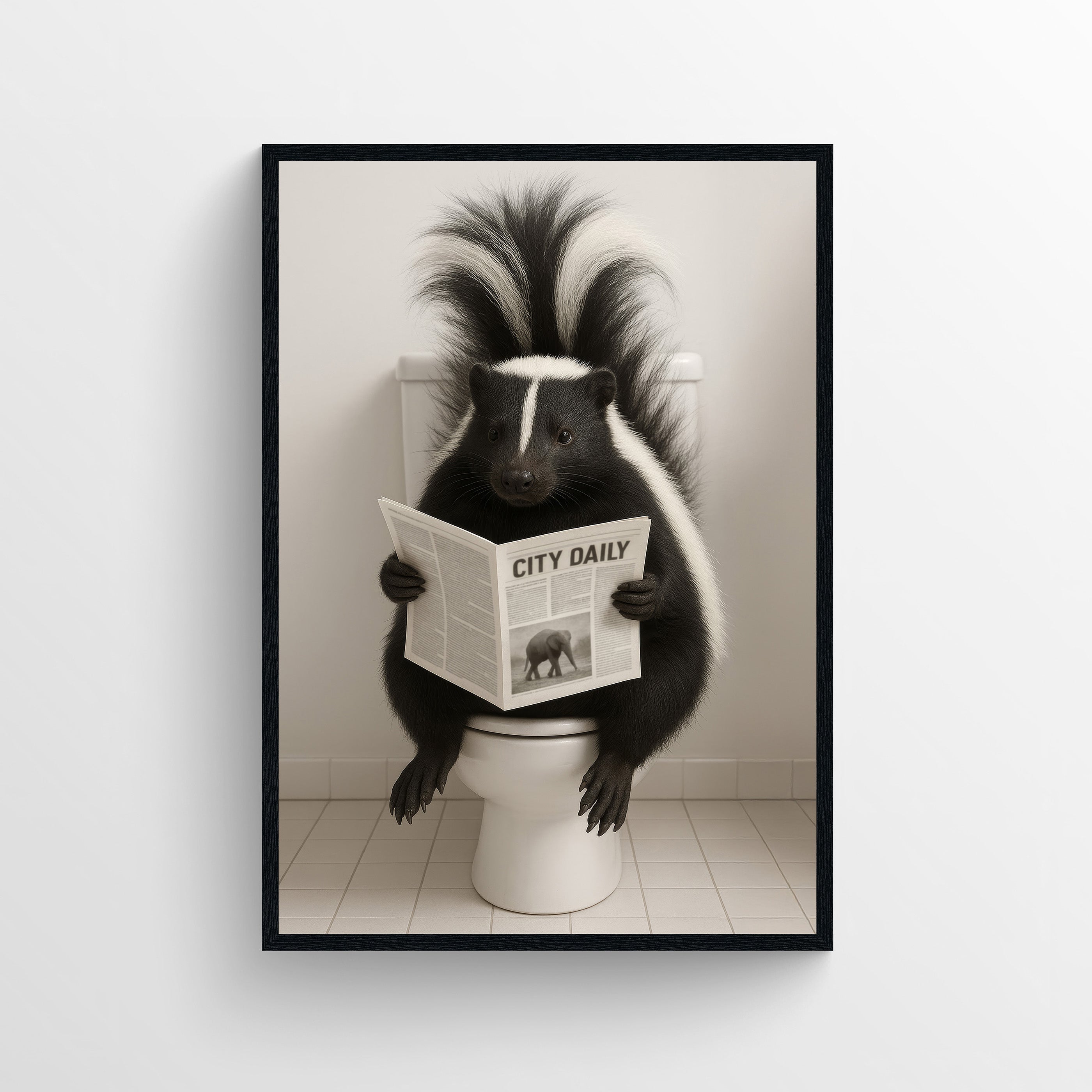 Skunk Animal Bathroom Toilet Poster