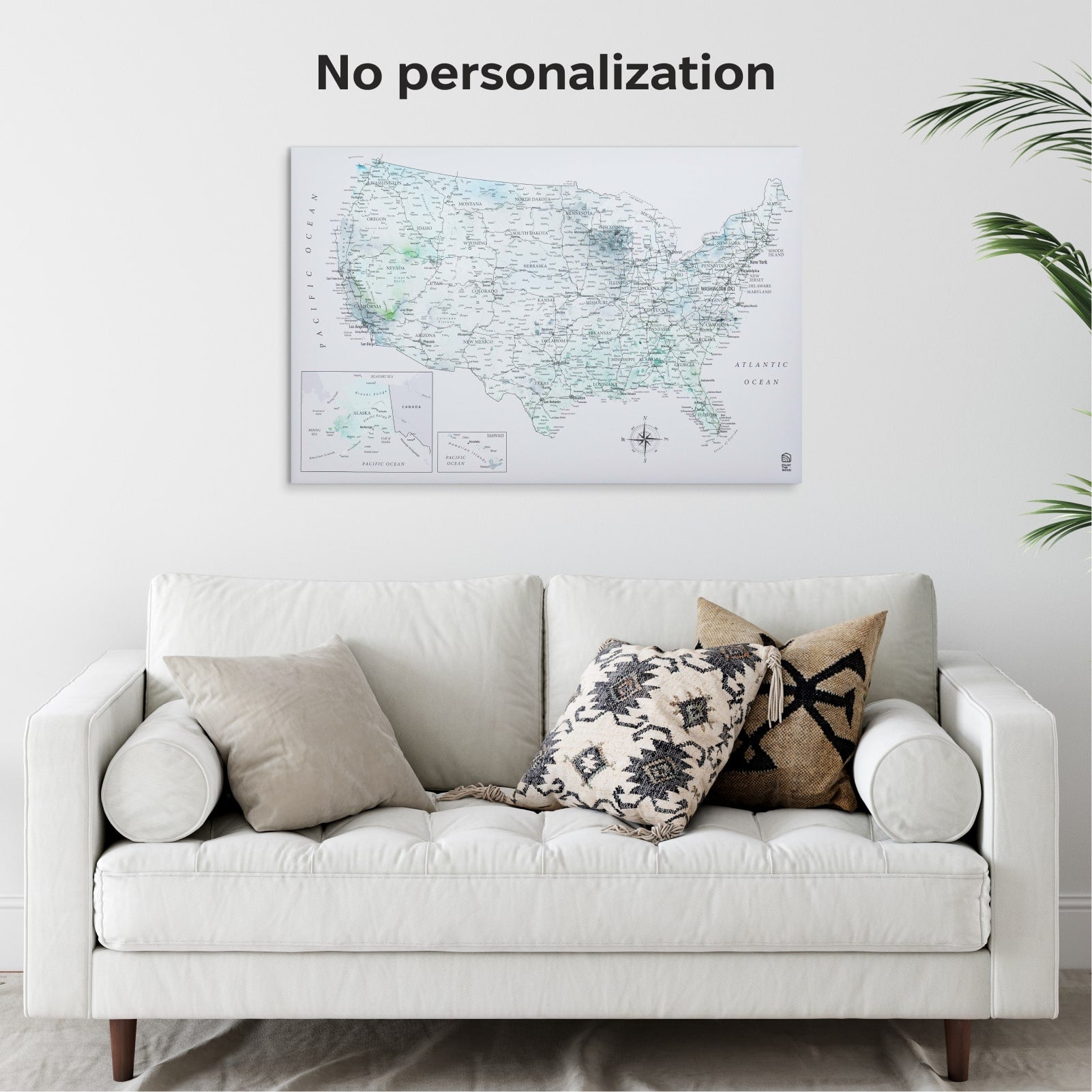 Sky Blue Wooden USA Map Canvas Travel Tracker Wall Art