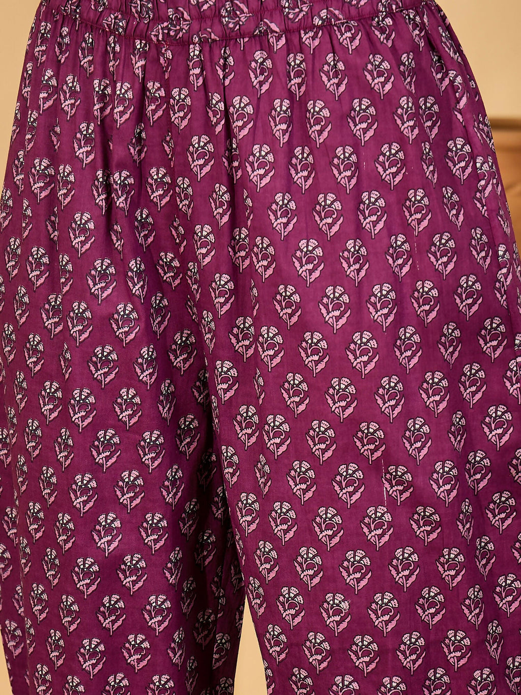 Purple Printed Pure Cotton Kurta Set for Women - Ethnic Wear