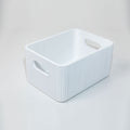 Wooden Ribbed Bin in White Decorative Fluted Storage Organizer - Image 7