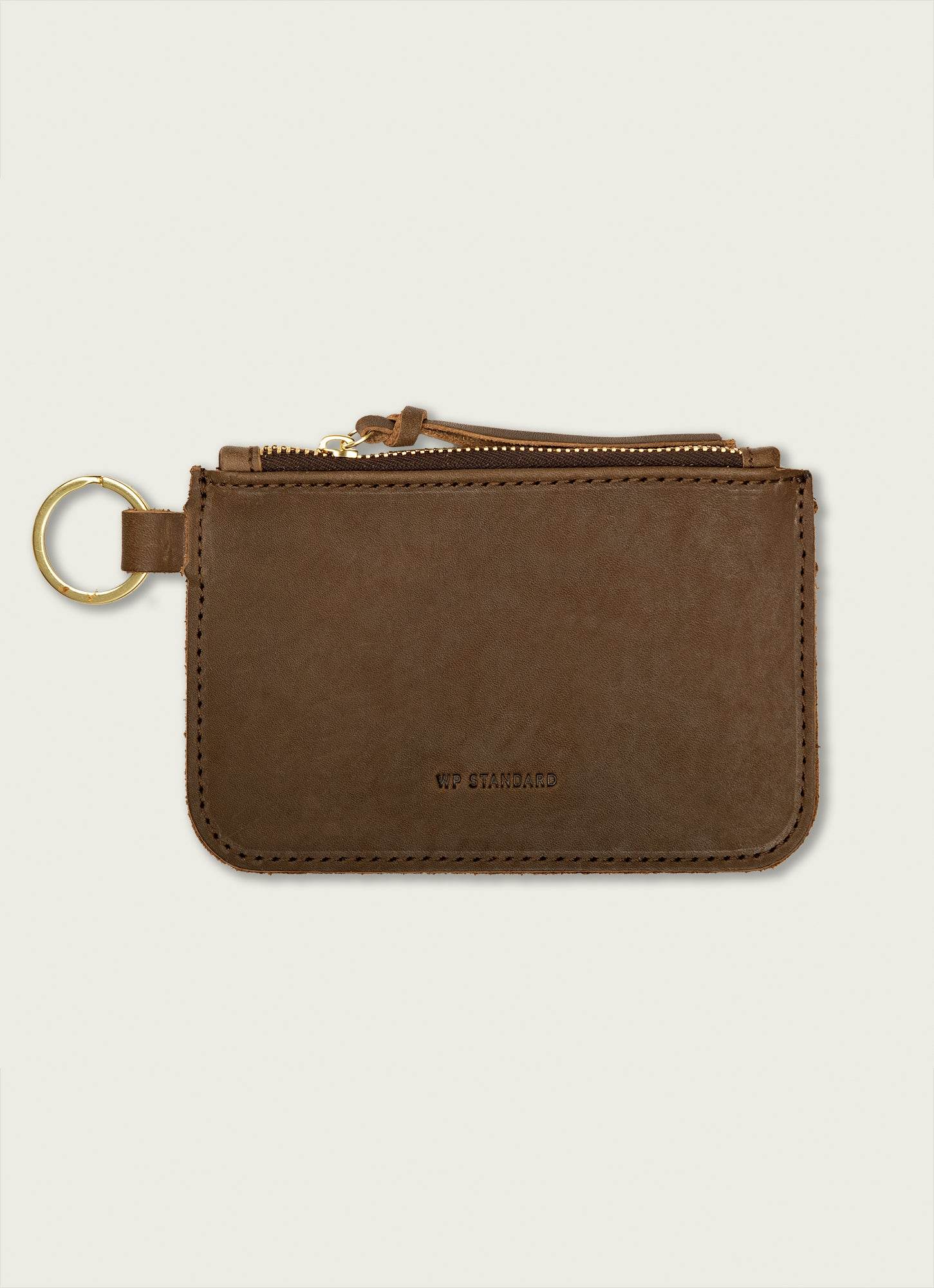 Compact Leather Zip Wallet Pouch