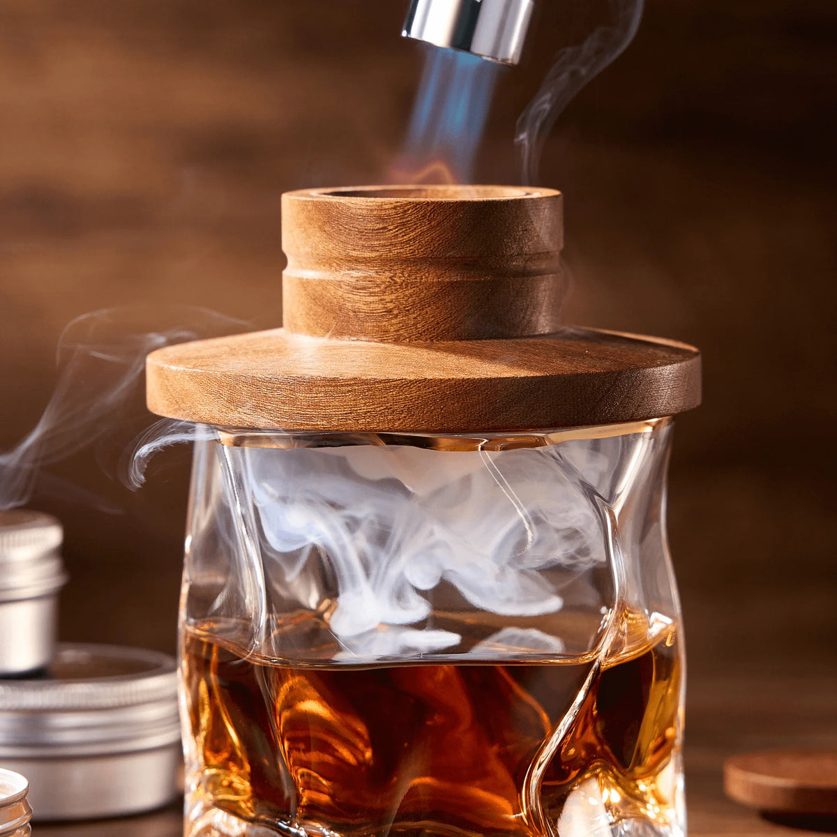 Modern Whisky & Cocktail Smoker Kit with Torch and Wood Chips