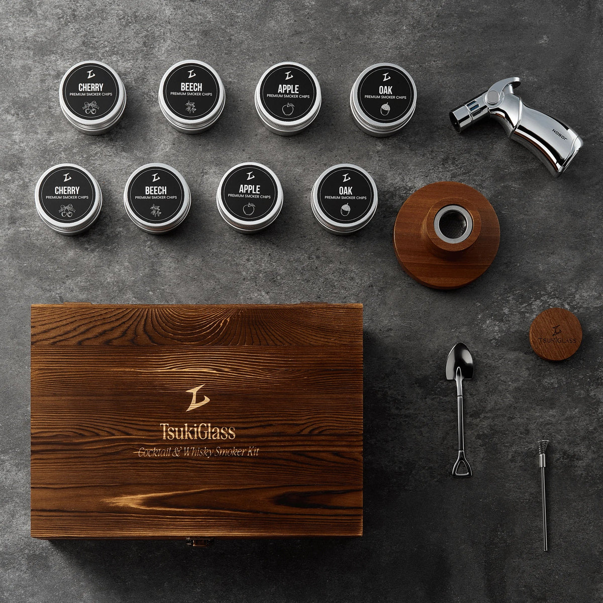 Modern Whisky & Cocktail Smoker Kit with Torch and Wood Chips