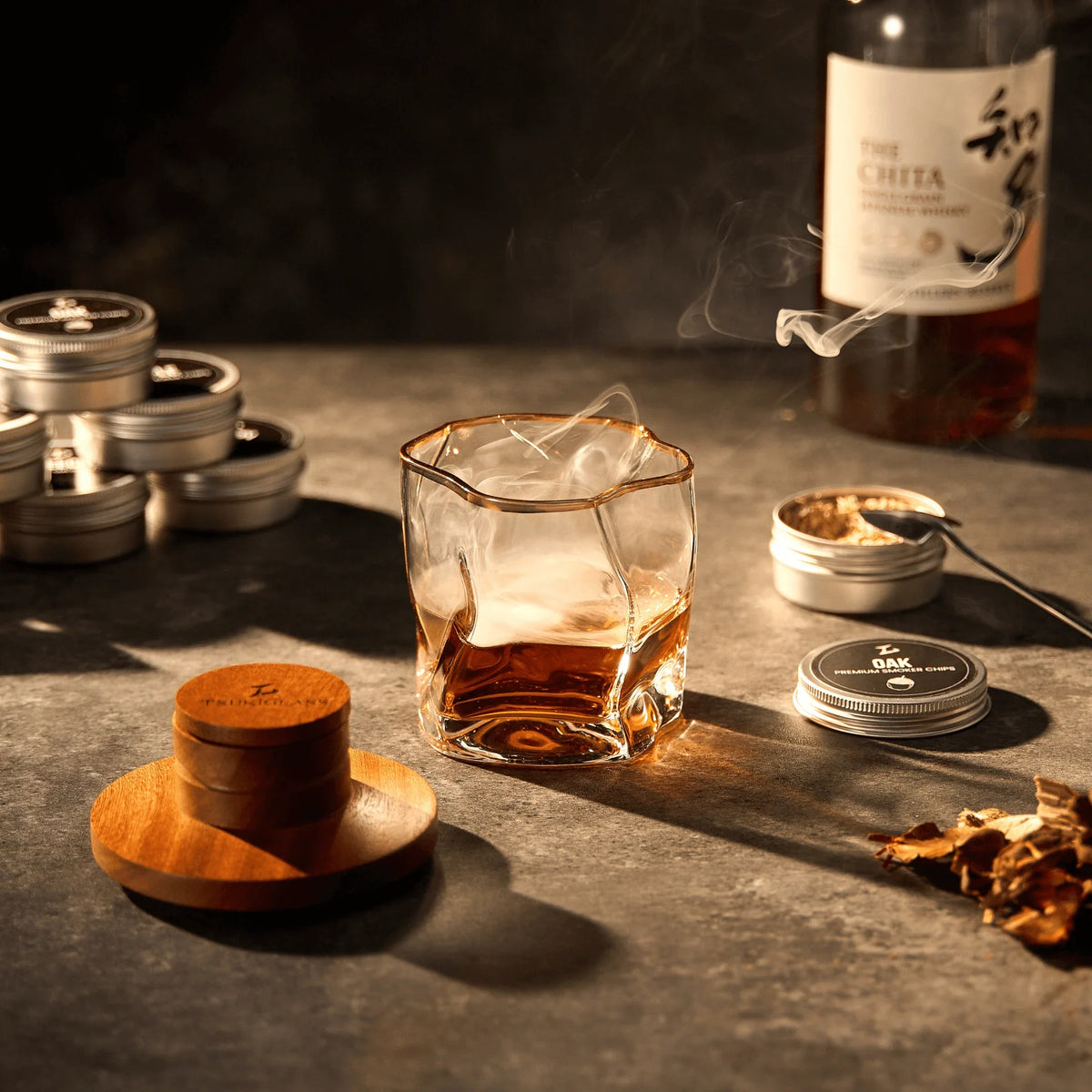 Modern Whisky & Cocktail Smoker Kit with Torch and Wood Chips