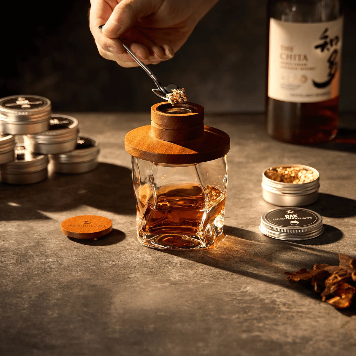 Modern Whisky & Cocktail Smoker Kit with Torch and Wood Chips