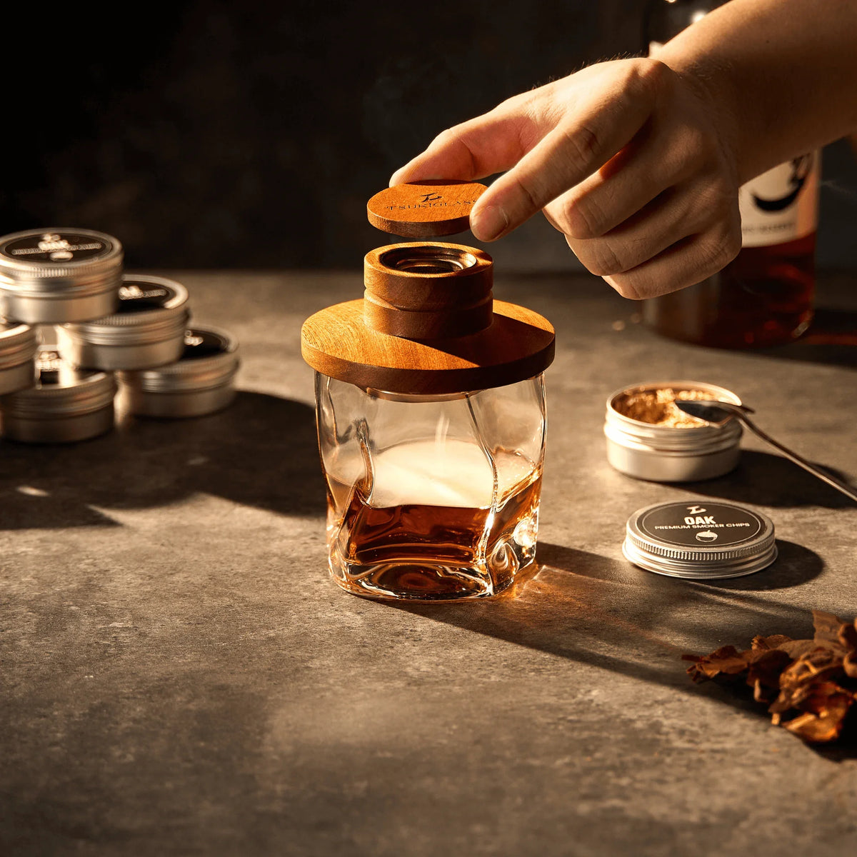 Modern Whisky & Cocktail Smoker Kit with Torch and Wood Chips