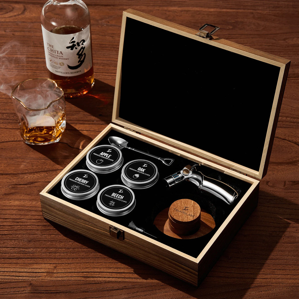 Modern Whisky & Cocktail Smoker Kit with Torch and Wood Chips