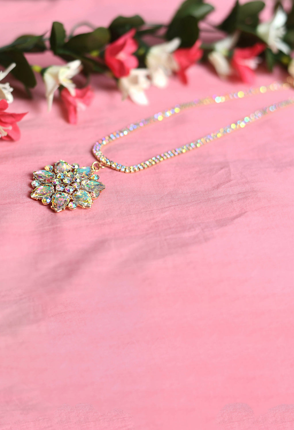 Statement AD Stone Long Necklace with Gold-Polished Finish