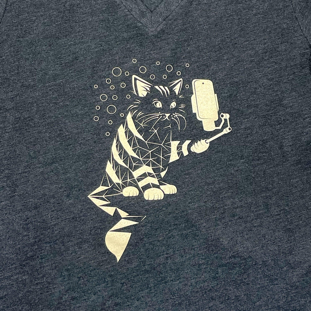Women's Snap Cat V-Neck Graphic T-Shirt