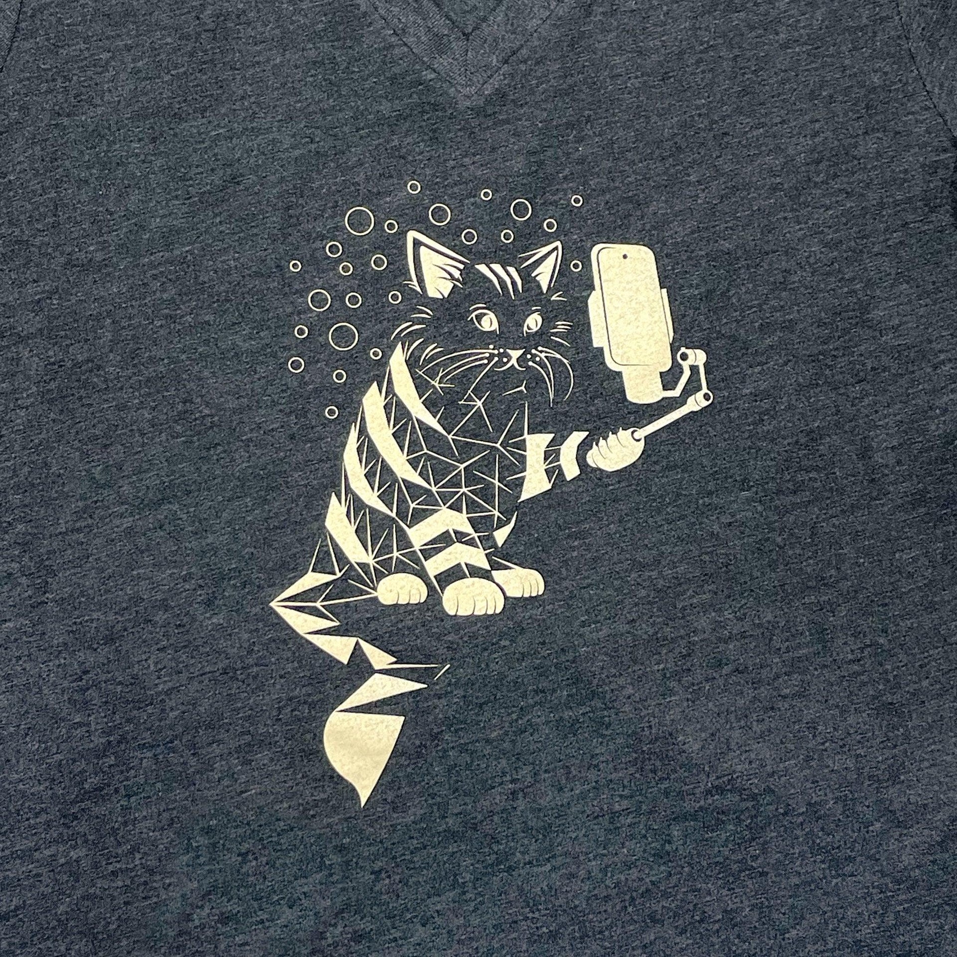 Women's Snap Cat V-Neck Graphic T-Shirt