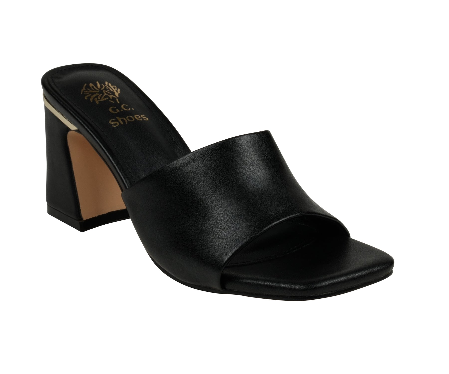 Women's Soho Black Square Toe Heeled Sandals