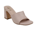 Women's minimalist leather nude square toe heeled sandals with G.C. Shoes logo