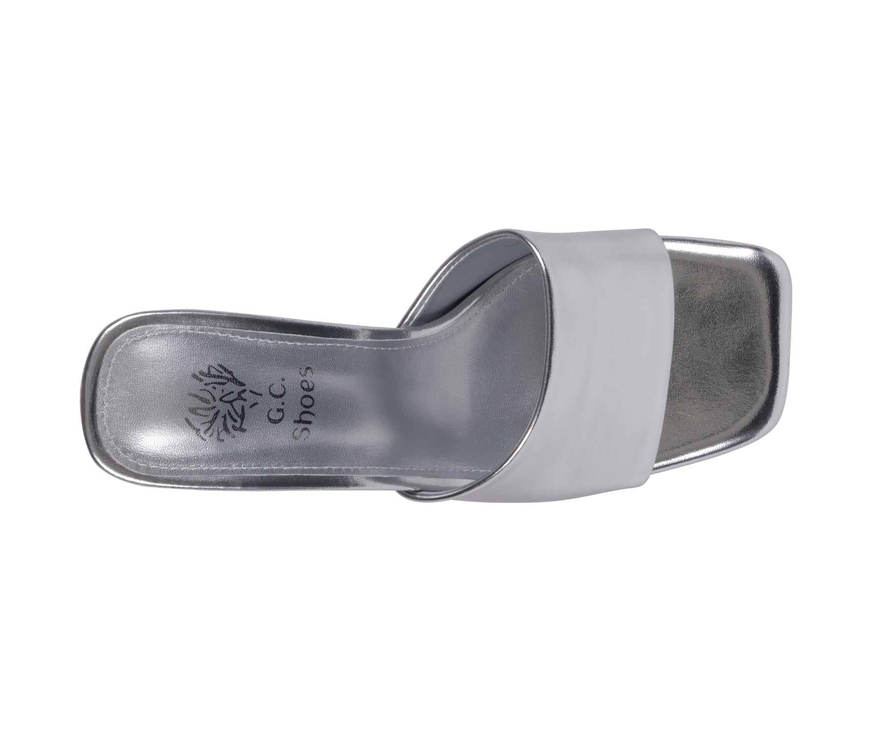 Women's Soho Silver Square Toe Heeled Sandals Slide Mules