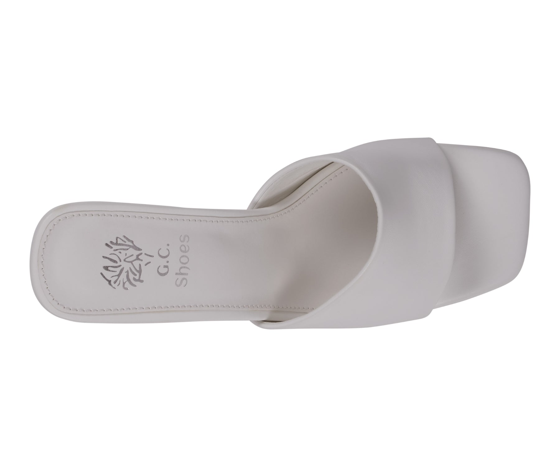 Women's Soho White Square Toe Block Heel Slide Sandals